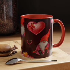 Valentine's Gnome Coffee Mug - Cute 11oz & 15oz Accent Mug with Hearts
