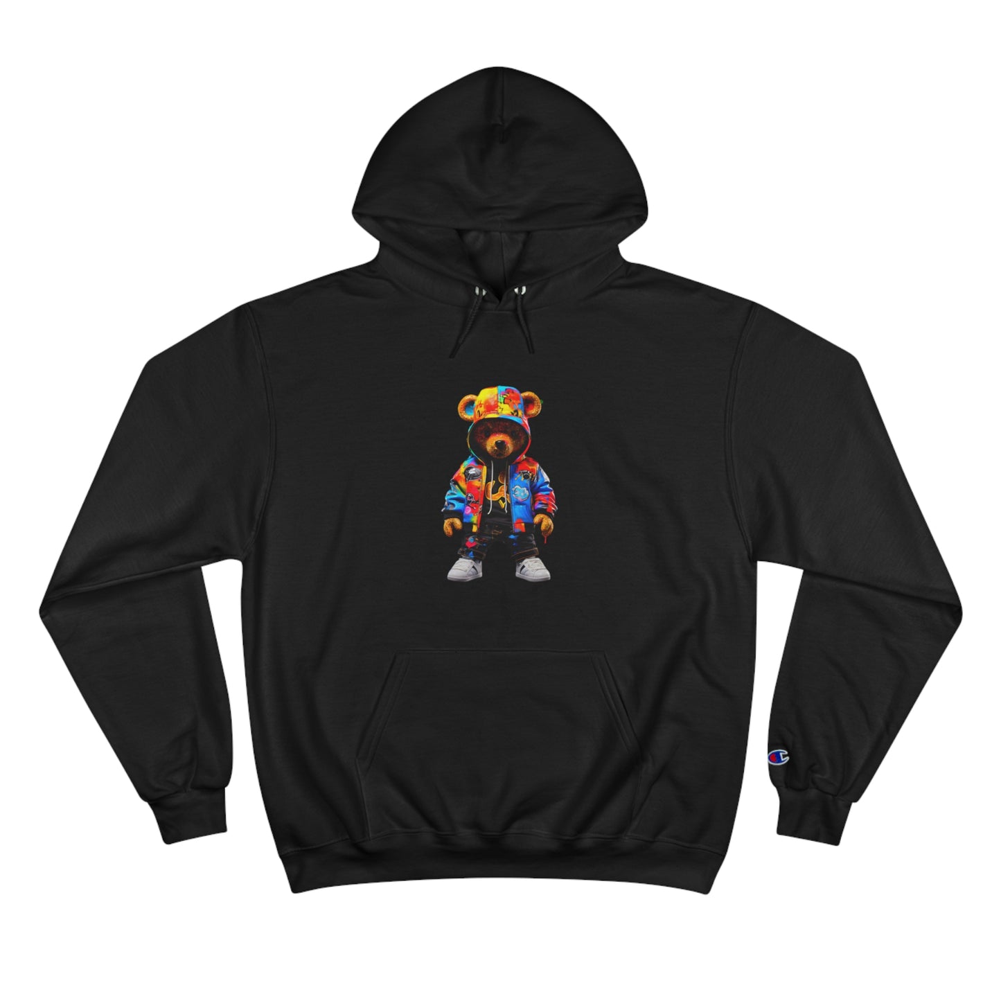 Colorful Bear Champion Hoodie - Vibrant Streetwear for Trendsetters