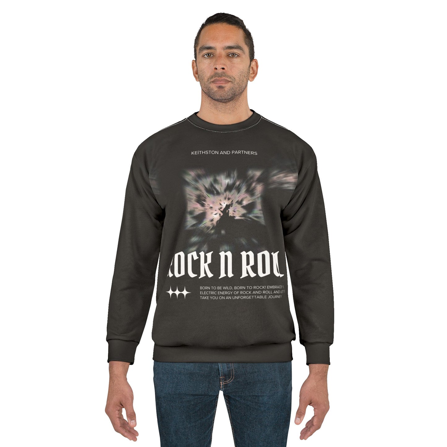 Rock n Roll Unisex Sweatshirt - Music-Inspired Graphic Crewneck for Casual Wear