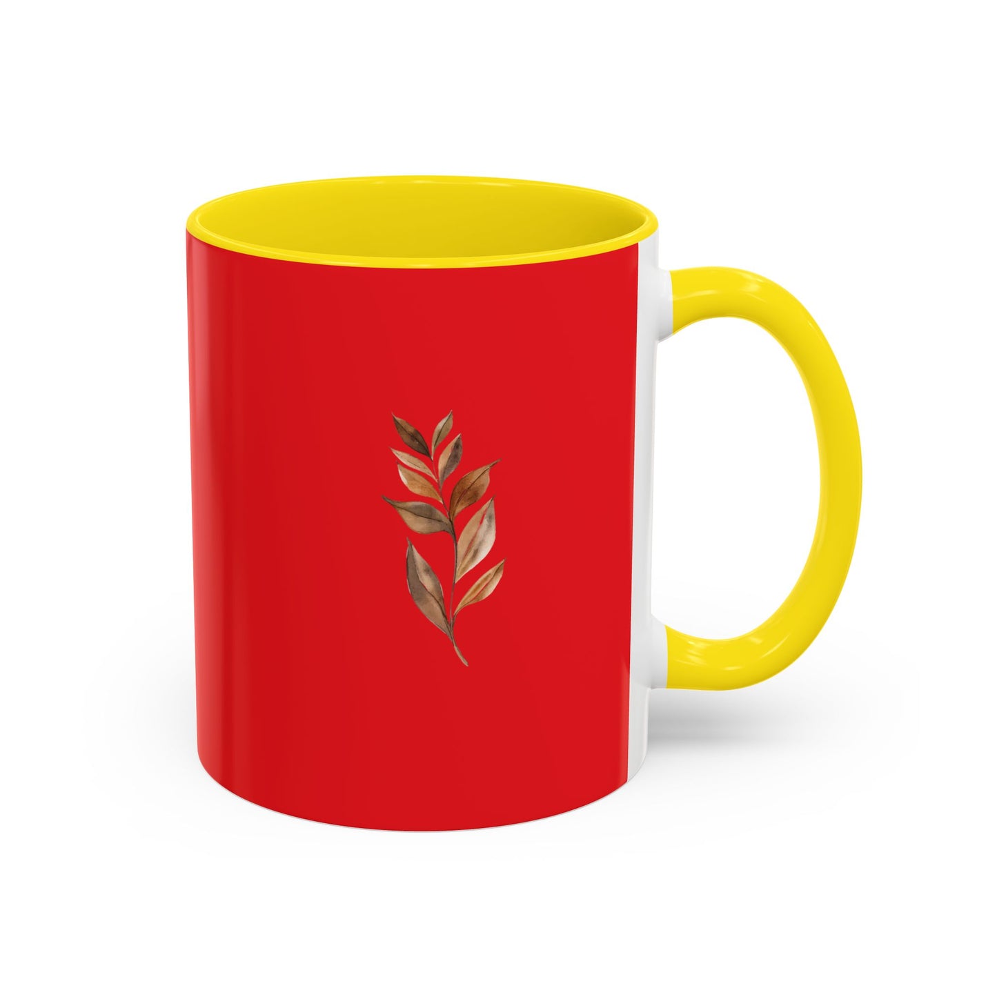 Vibrant Accent Coffee Mug with Leaf Design – Perfect for Home and Office