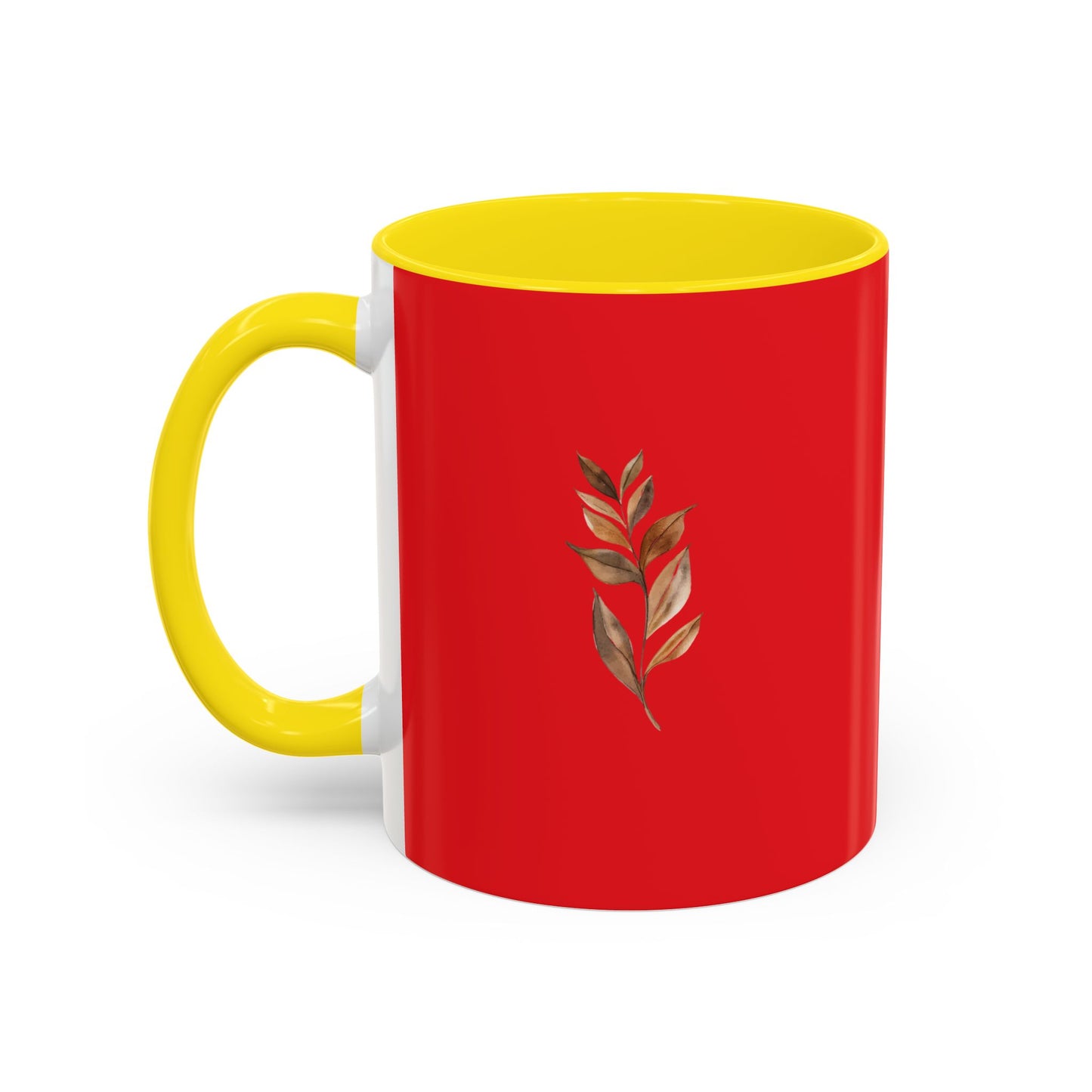 Vibrant Accent Coffee Mug with Leaf Design – Perfect for Home and Office