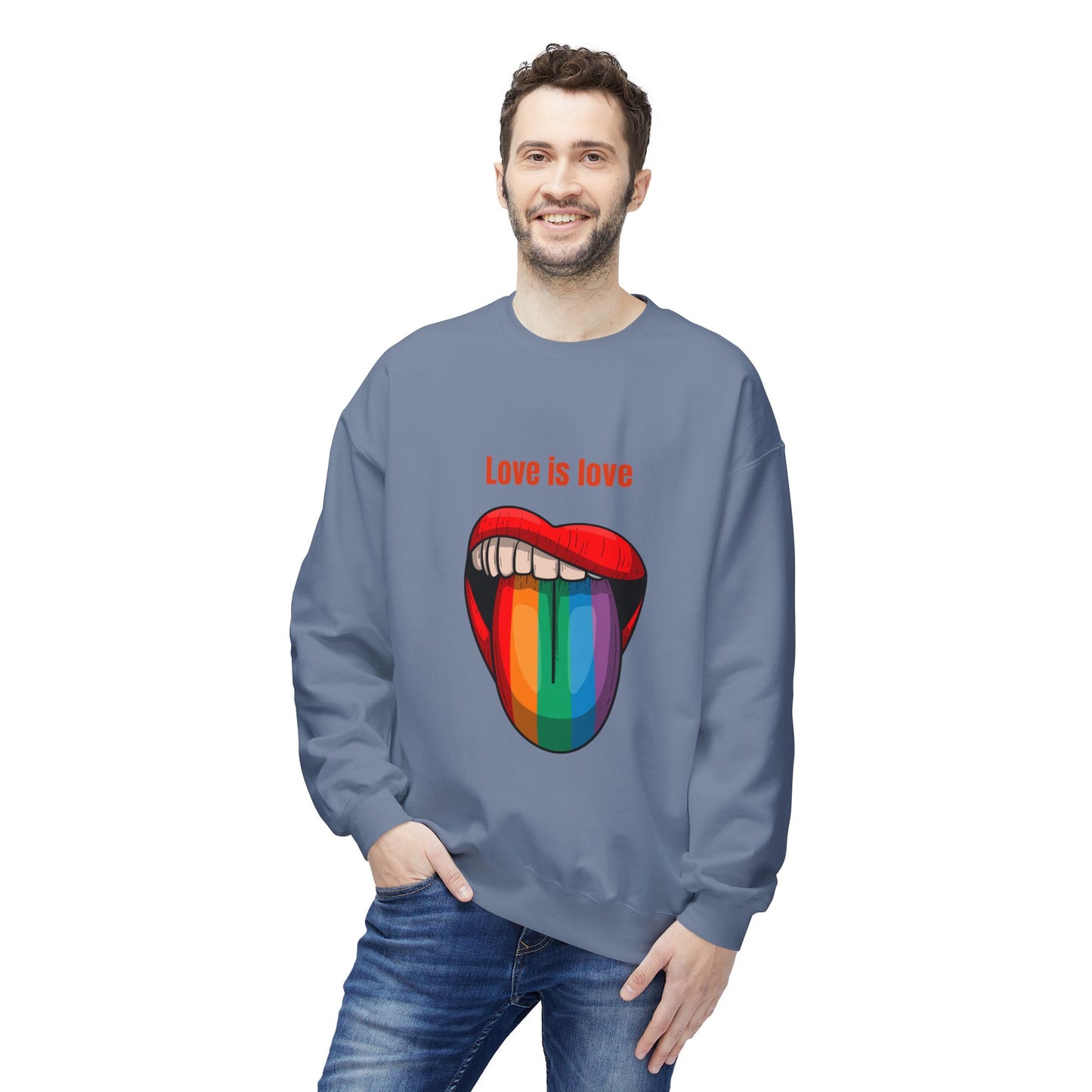 Rainbow Love Is Love Sweatshirt - Unisex Midweight Fleece Crewneck