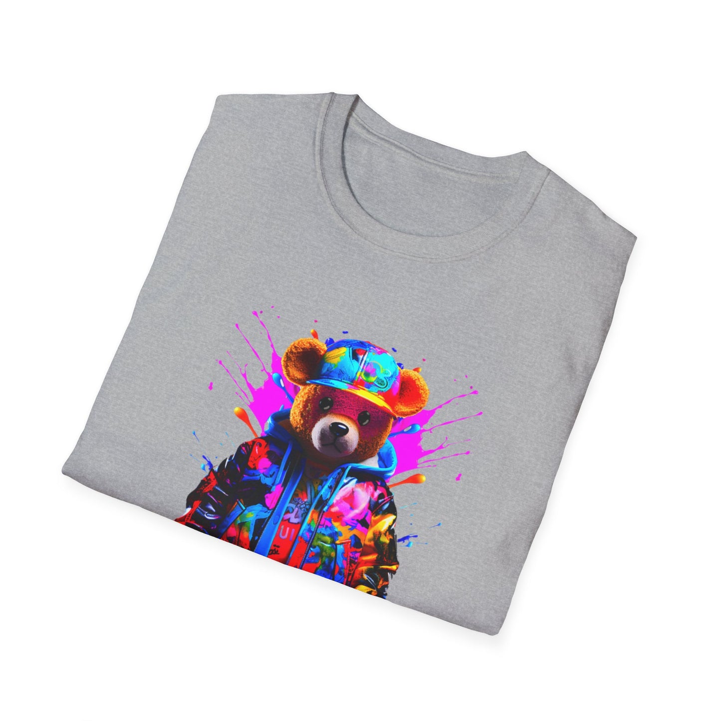 Vibrant Bear Graphic Unisex Softstyle T-Shirt - Perfect for Casual Wear and Gifts