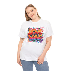Love Wins Unisex Heavy Cotton Tee - Colorful Graphic Tee for Pride and Self-Expression