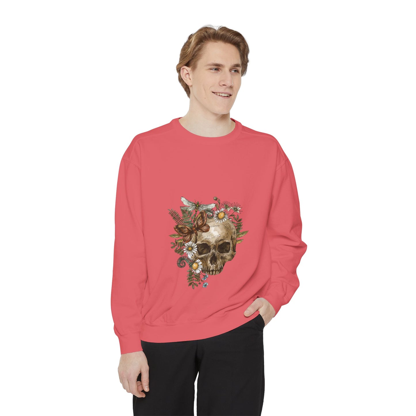 Boho Skull Floral Unisex Sweatshirt - Garden-Inspired Cozy Crew