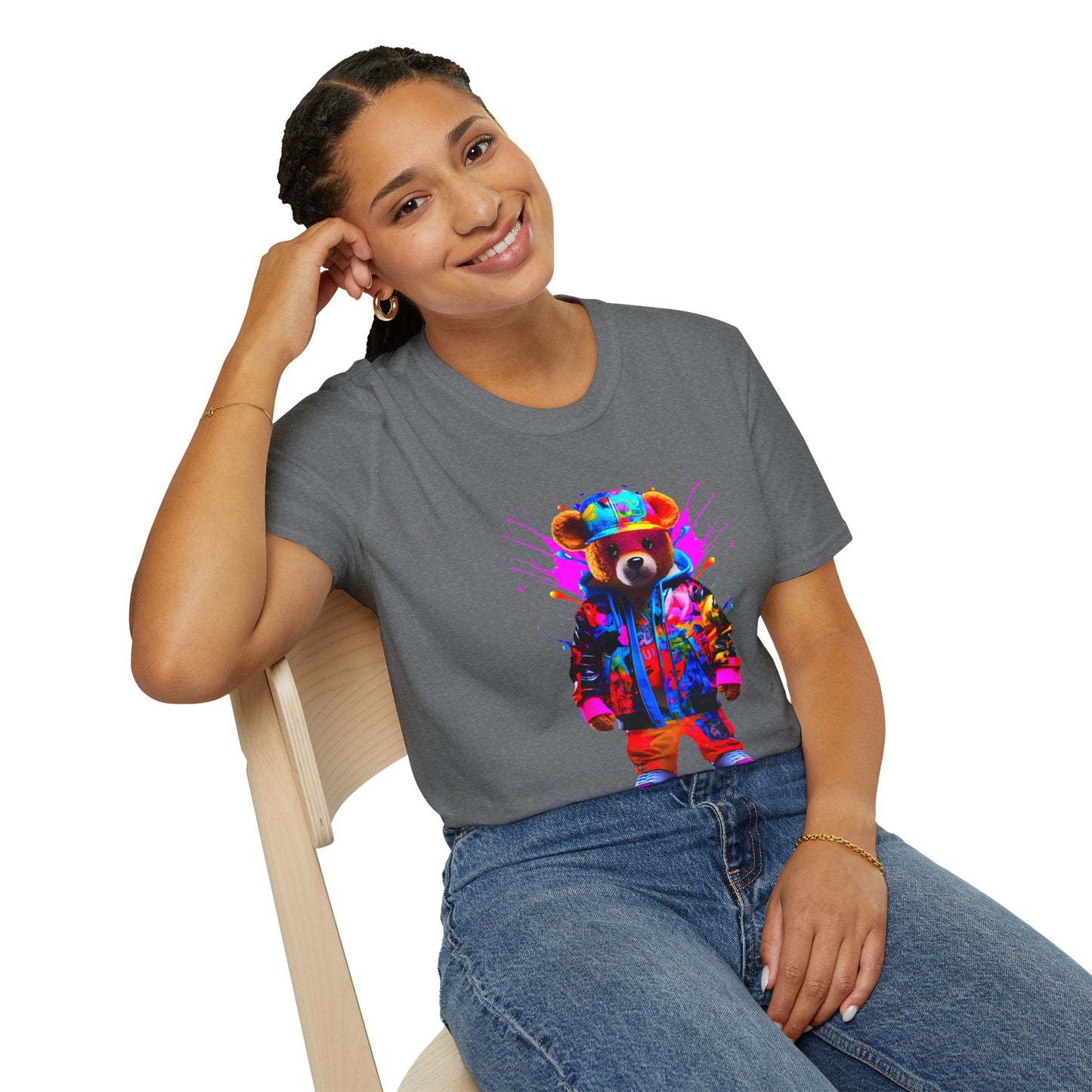 Vibrant Bear Graphic Unisex Softstyle T-Shirt - Perfect for Casual Wear and Gifts