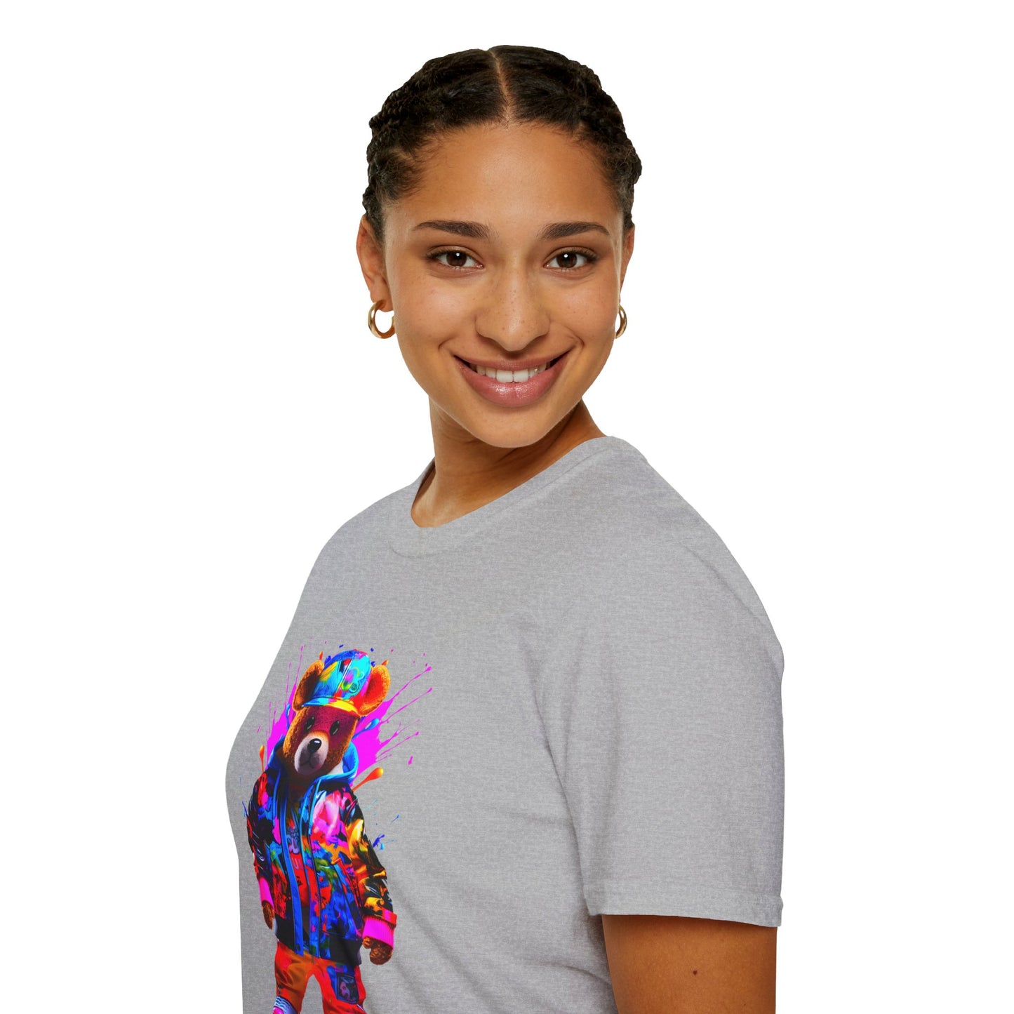 Vibrant Bear Graphic Unisex Softstyle T-Shirt - Perfect for Casual Wear and Gifts