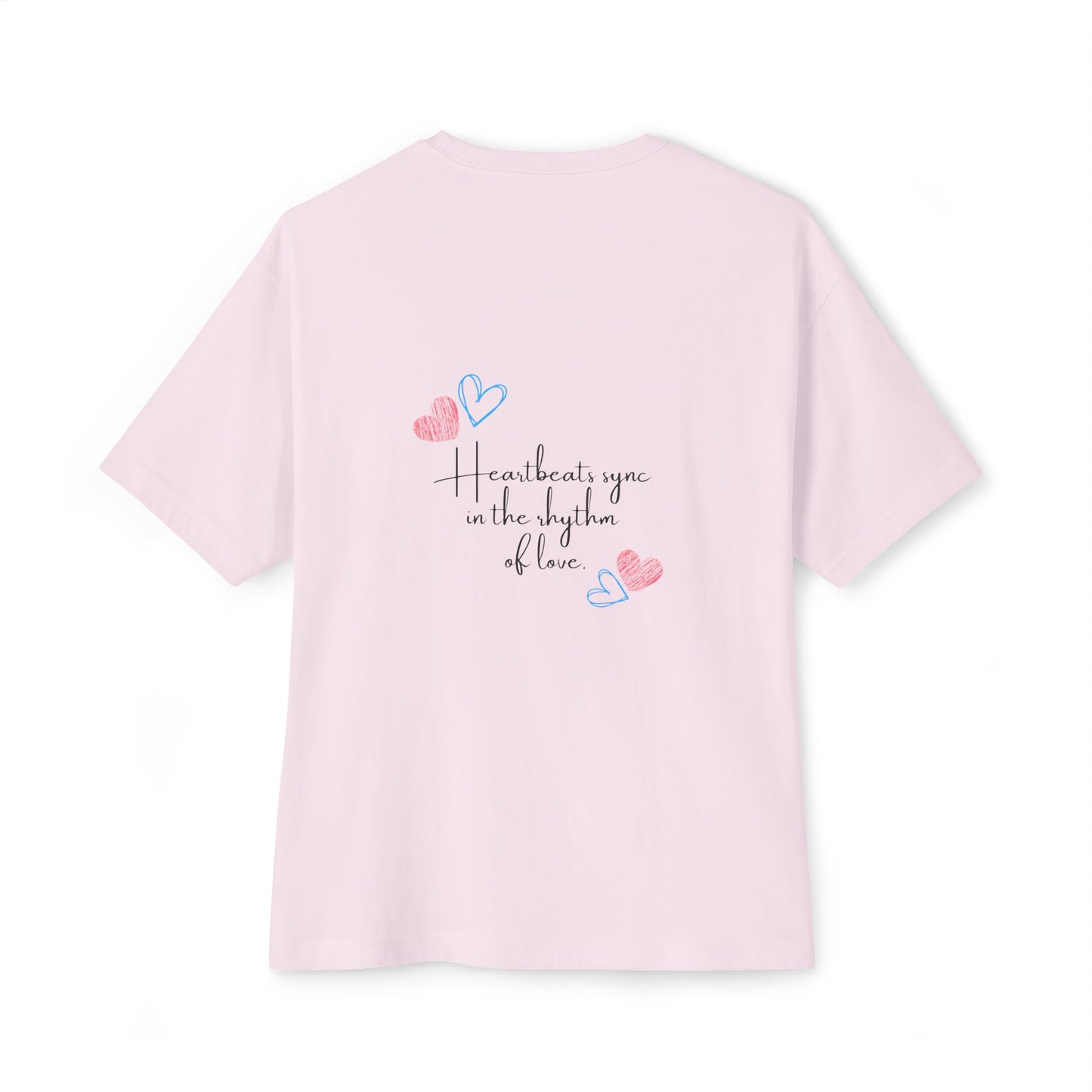 Romantic Unisex Oversized Boxy Tee - "All You Need Is Love" & Heartbeat Design