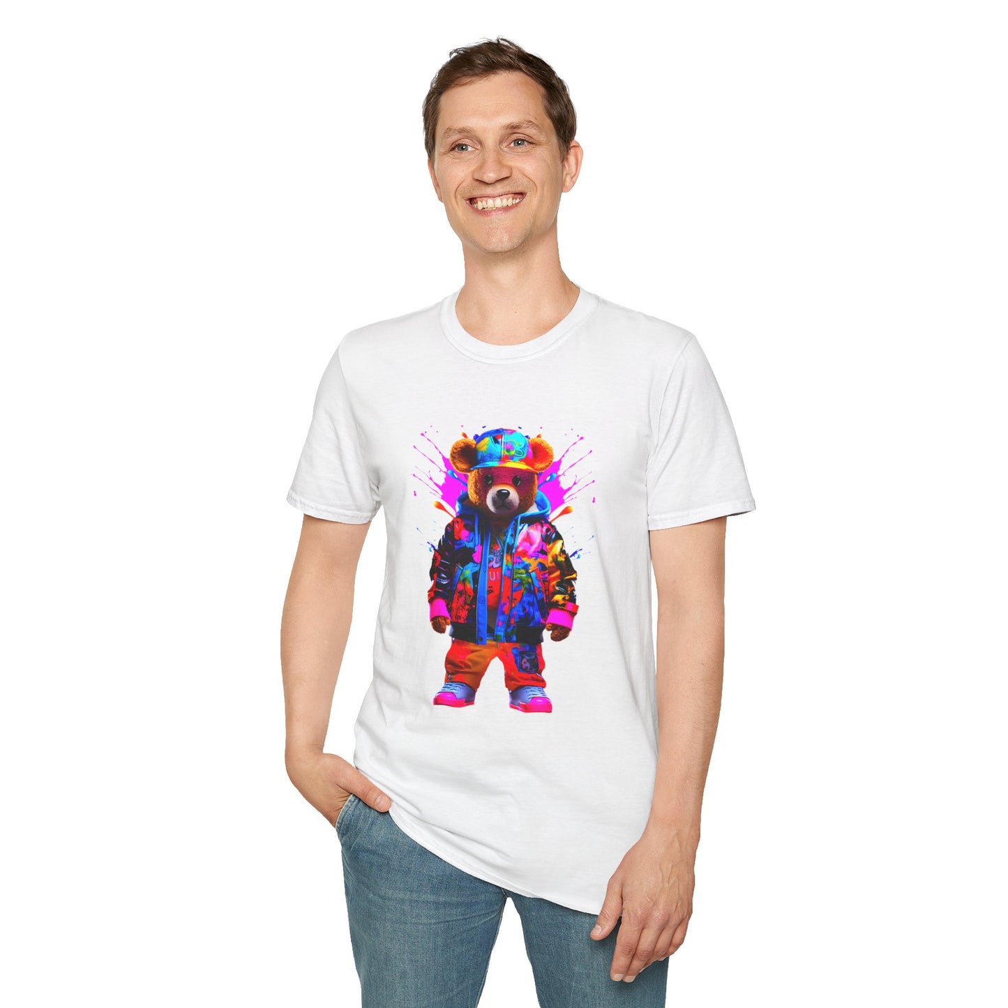 Vibrant Bear Graphic Unisex Softstyle T-Shirt - Perfect for Casual Wear and Gifts