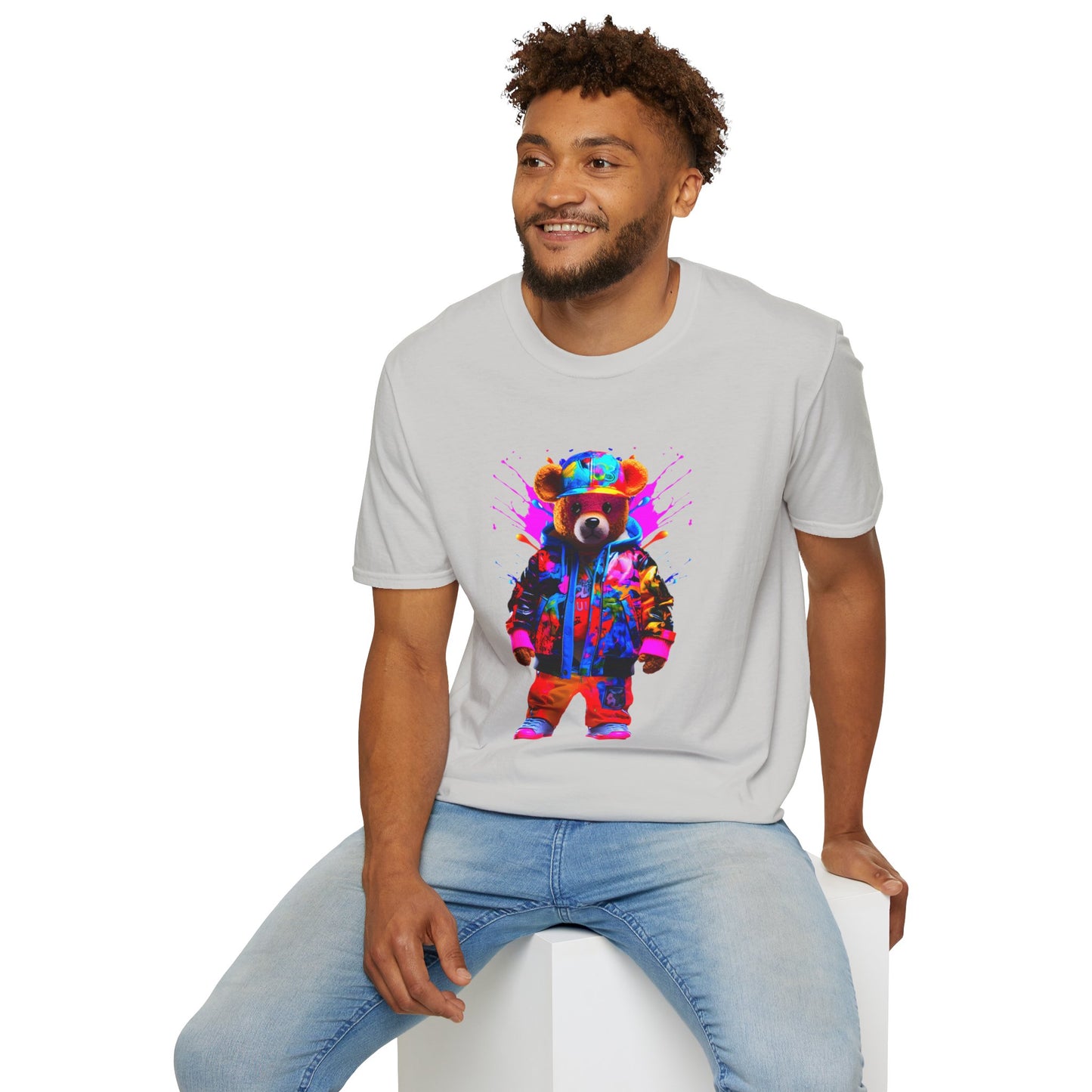 Vibrant Bear Graphic Unisex Softstyle T-Shirt - Perfect for Casual Wear and Gifts